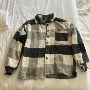 Plaid Grey Shirt Jacket